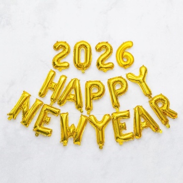 Набор воздушных шаров MIKA JOY Happy new year 2026 16 шт, золотистый