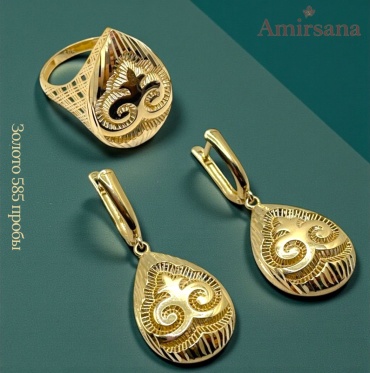 Amirsana (кольцо и серьги) 38376626 вес 7.2 г золото, без вставок