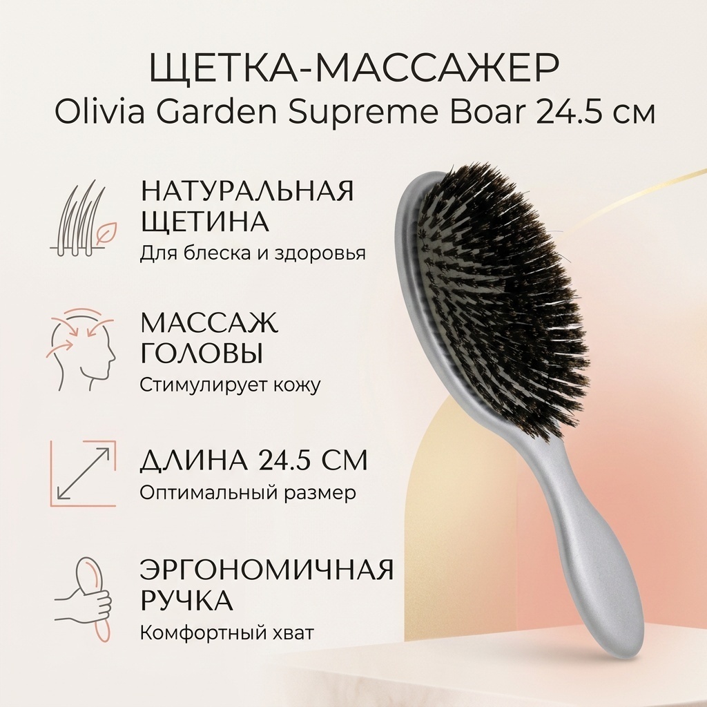 Olivia Garden Supreme Boar щетка-массажер 24.5 см