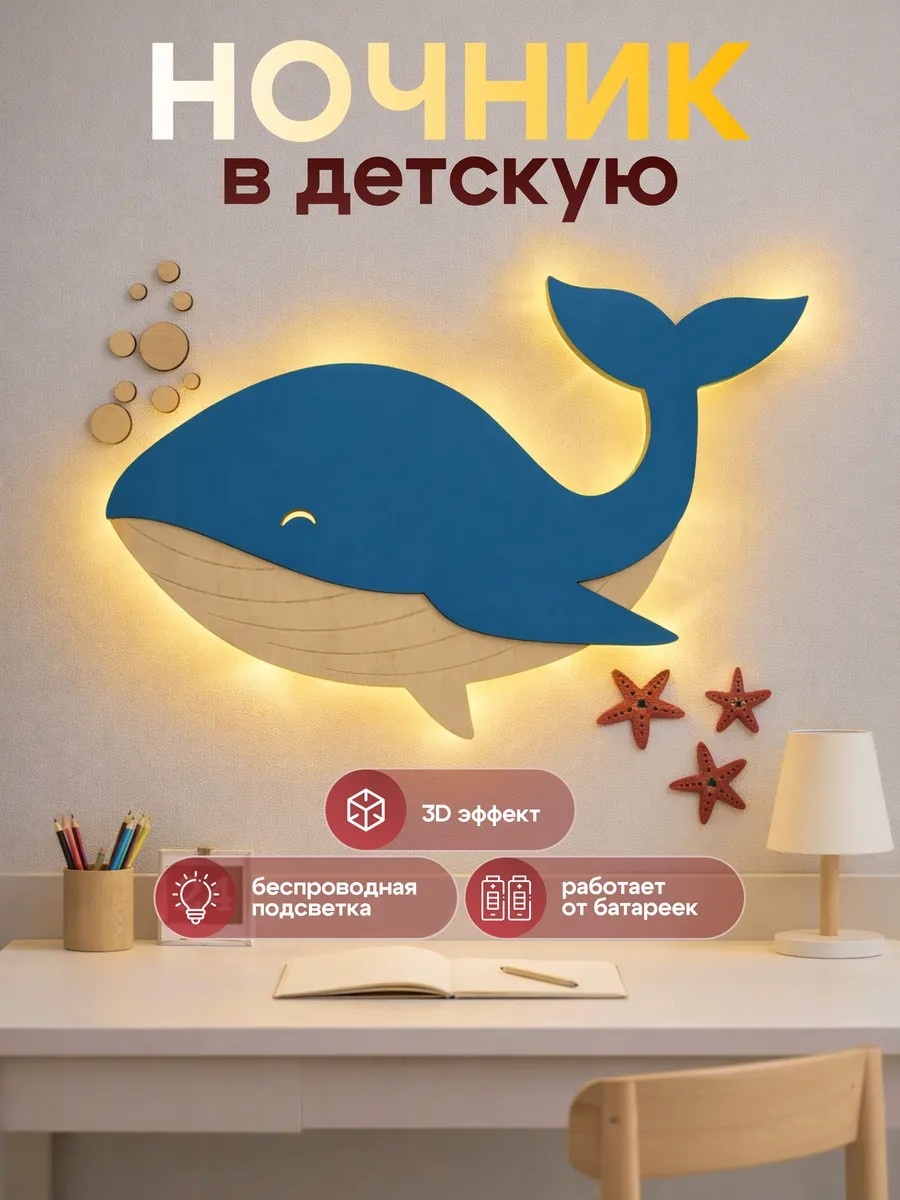 Ночник детский настенный Атмосфера декора, теплый белый