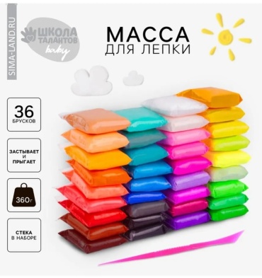 Масса для лепки Рисование и лепка SOLNARIS Масса для лепки количество цветов: 36 шт
