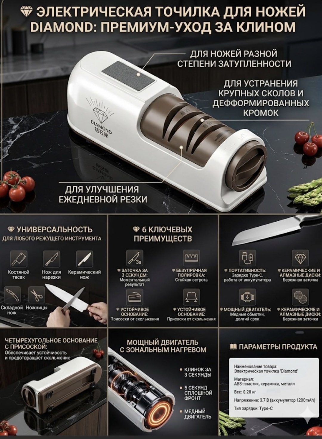 Электрическая точилка 742425988, синтетический алмаз