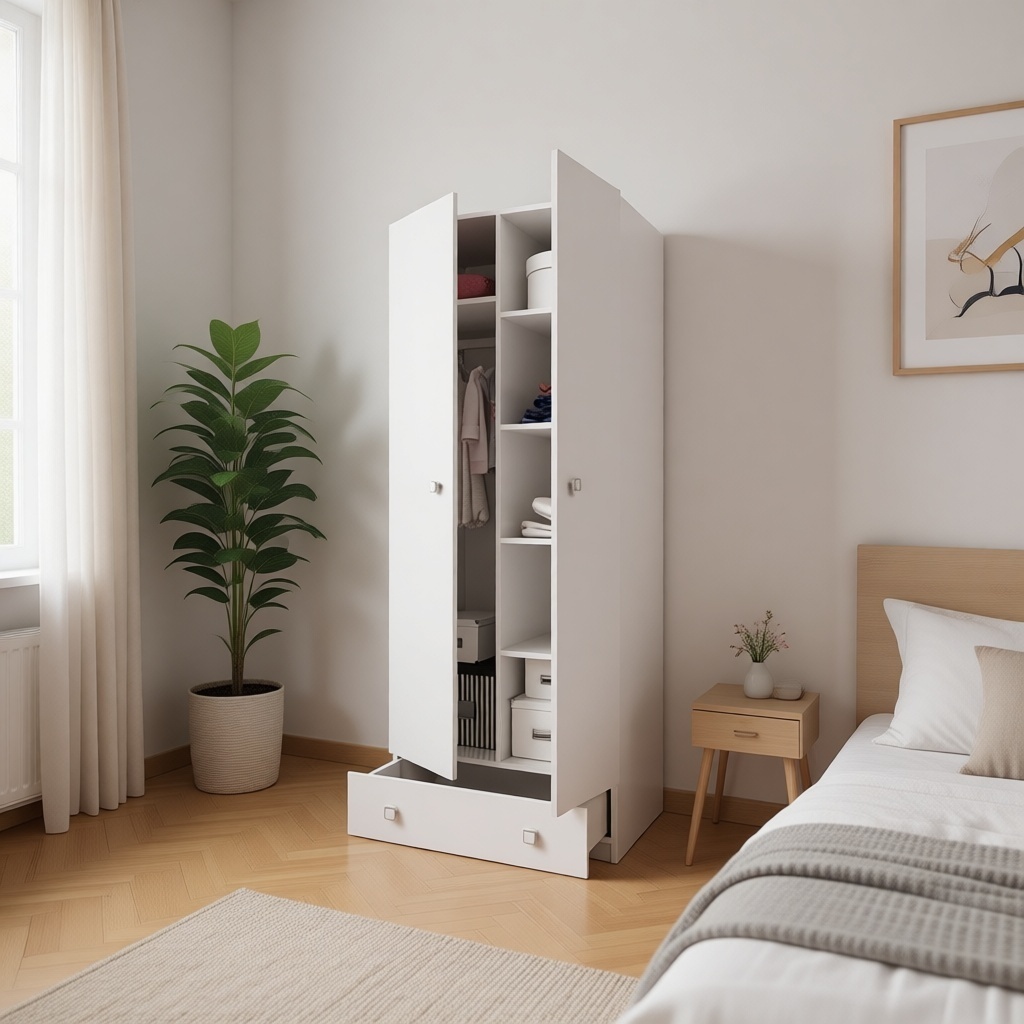 Детский распашной шкаф Polini kids Simple с 1 ящиком 70х51х190 см