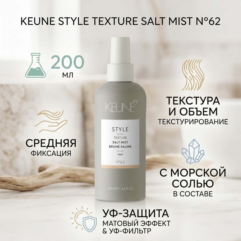 Keune Style Texture Salt Mist спрей средняя фиксация 200 мл
