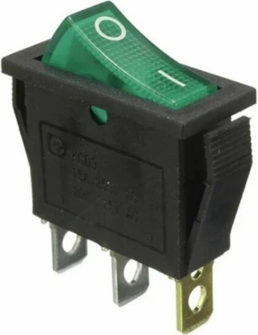 Кнопка KCD3 T125, черный, зеленый