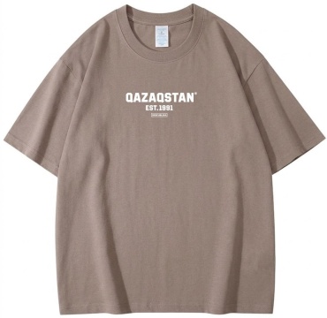 Футболка Qazaqsha Otbasy QAZAQSTAN, с надписью Казахстан светло-коричневый