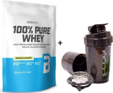 BioTech USA Pure Whey банан 1000 г +шейкер 500 мл