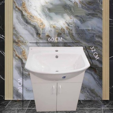 Тумба с раковиной MS Beeta L60361, 60x80x32 см, белый