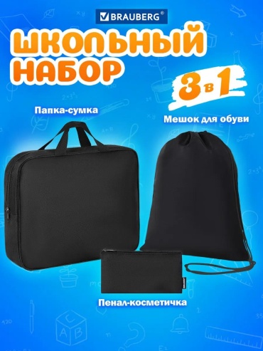 Пенал Brauberg 391576809, застежка молния, черный