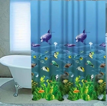 Штора для ванной TU348467 150x180 голубой, PEVA