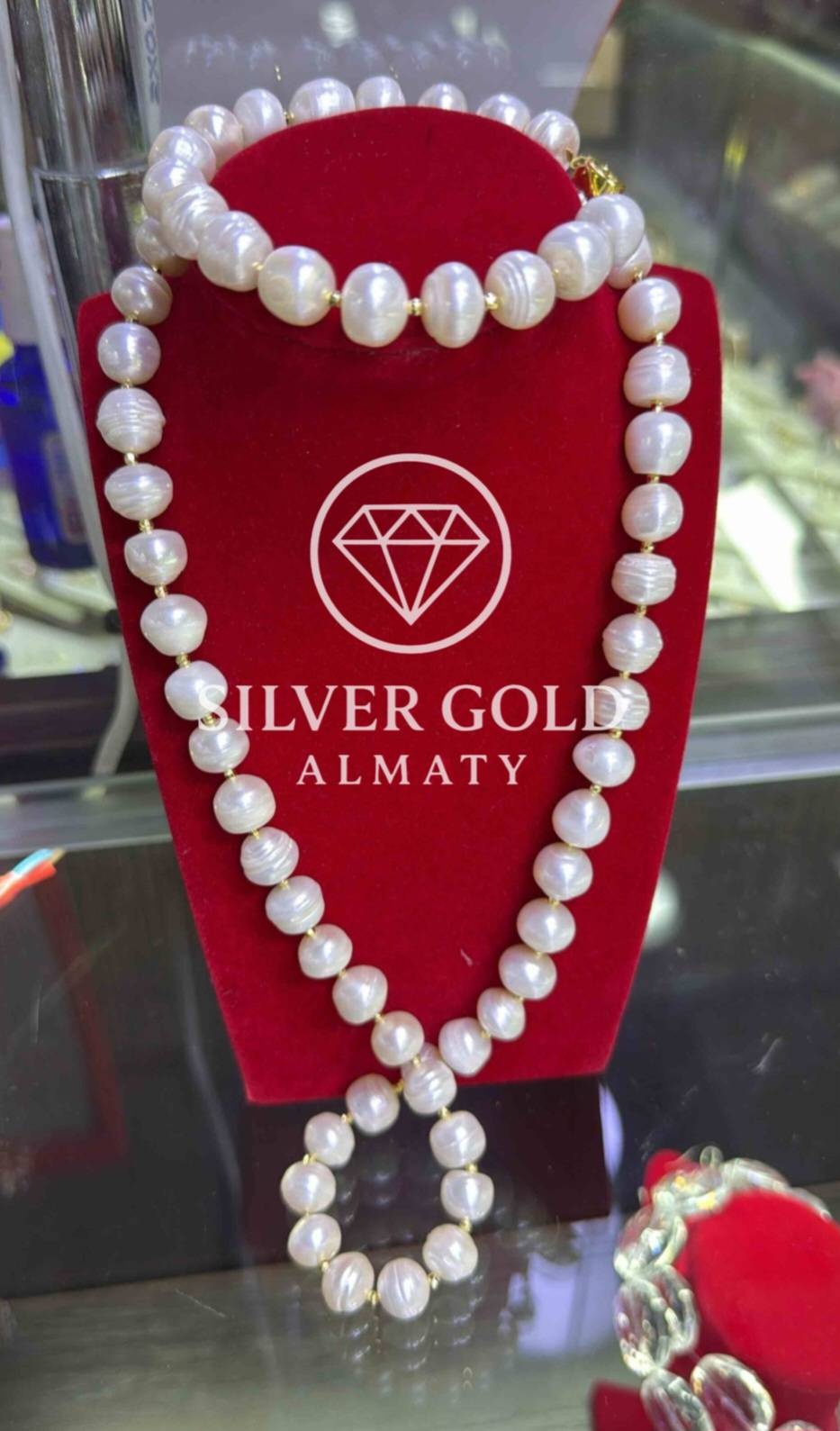 Silver Gold Almaty 1234 вес 75 г сплав покрытый золотом 24К, жемчуг