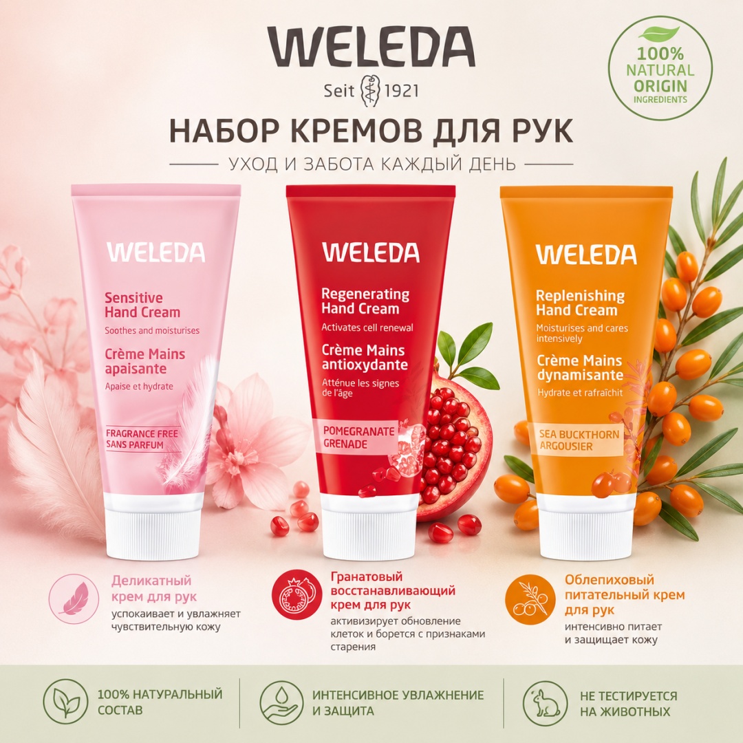 Weleda 3 аромата набор для кожи рук для женщин