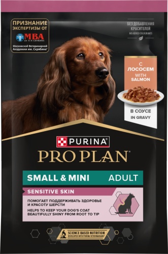 PRO PLAN Sensitive Skin с лососем в соусе для мелких пород 85 г 1 шт