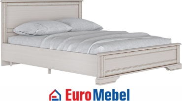Кровать Euromebel Стилиус двуспальная, 160x200 см (без матраса, без подъёмного механизма) белый, бежевый