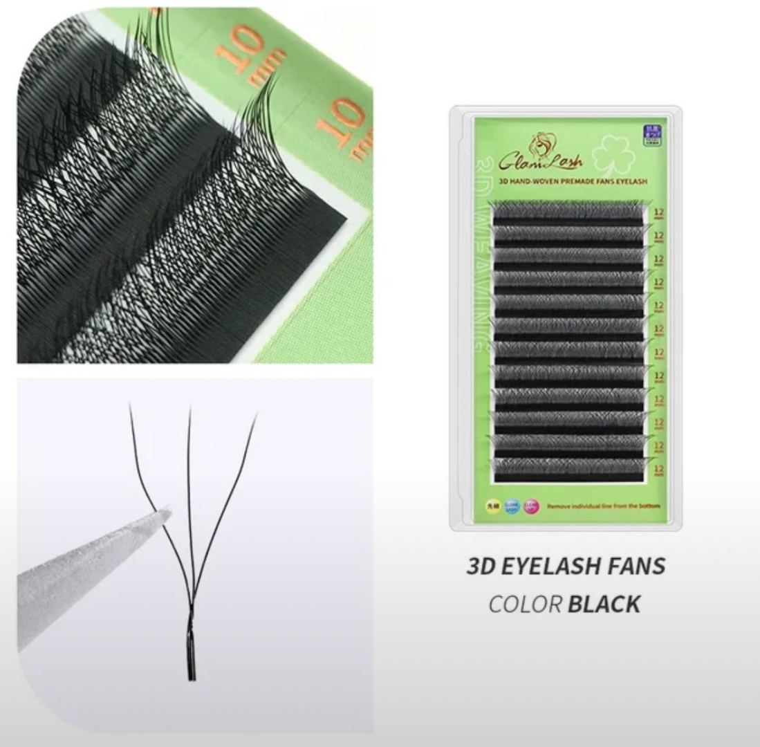 Glam lash ленточные 3D C 0.07 мм черный mix 8-12 мм