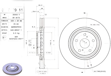 Диски Brembo передние 09C49911
