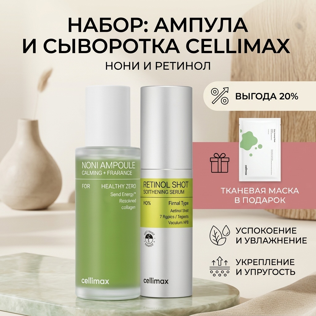 Celimax Noni Ampoule & Retinol Shot набор по уходу за лицом унисекс