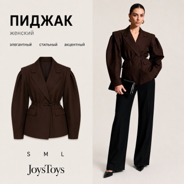 Пиджак приталенный JoysToys коричневый