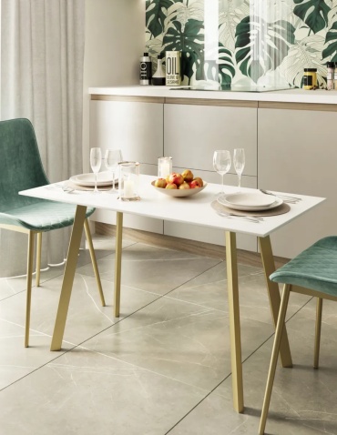 Обеденный стол Sky Loft Edison, 95х55x75 см, ЛДСП, белый, золотистый