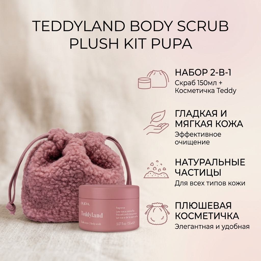 PUPA Teddyland Body Scrub Plush Kit набор для тела для женщин