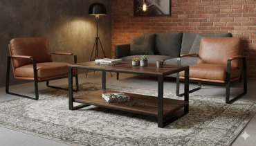 Журнальный столик Sky Loft Frame, 100х50x55 см, черный, темно-коричневый