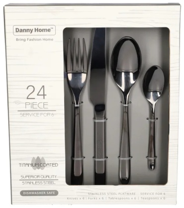 Набор столовых приборов Danny Home 24 шт, серебристый WW032B-24