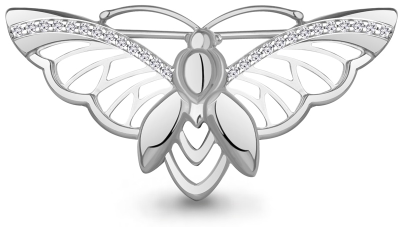 Брошь Zlato 478СР77454АС1 вес 5.5 г серебро, фианит