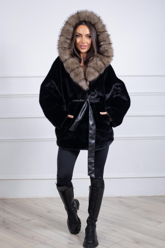 Шуба Granat.Furs черный, серый