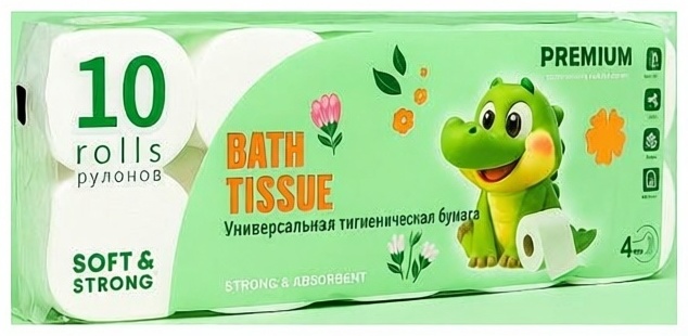 BAFURI туалетная бумага 4-слойный 10 шт, первичная целлюлоза