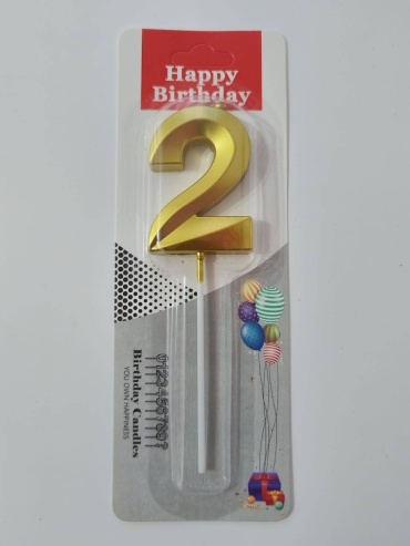 Свеча Happy birthday цифра 2, 1 шт