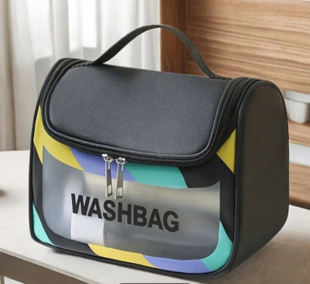 Washbag косметичка искусственная кожа черный 16X22 см