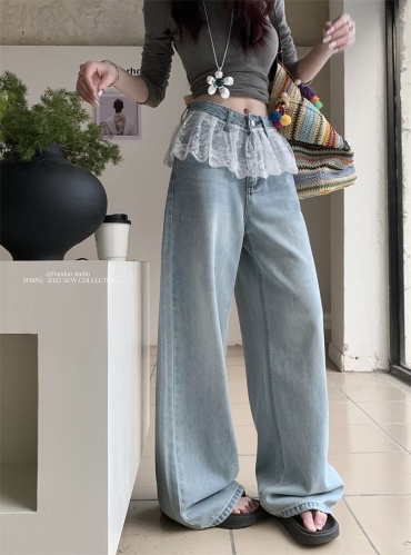 Джинсы широкие и расклешенные Fashion collection голубой