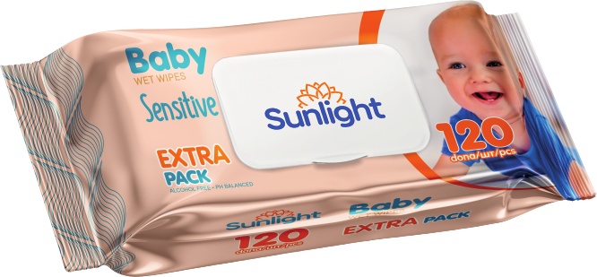 Детские влажные салфетки Sunlight Sensitive 120 шт
