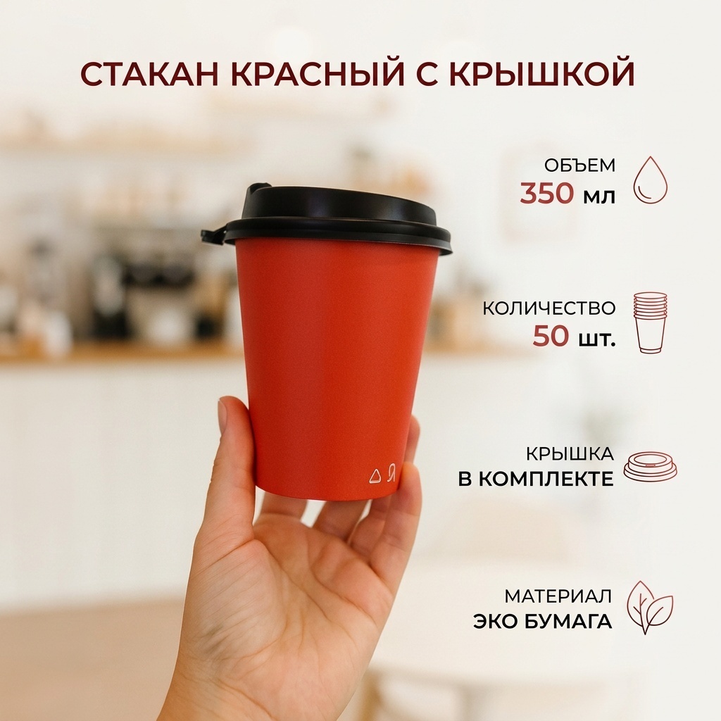 Стакан 30197520_575461116 красный 50 шт