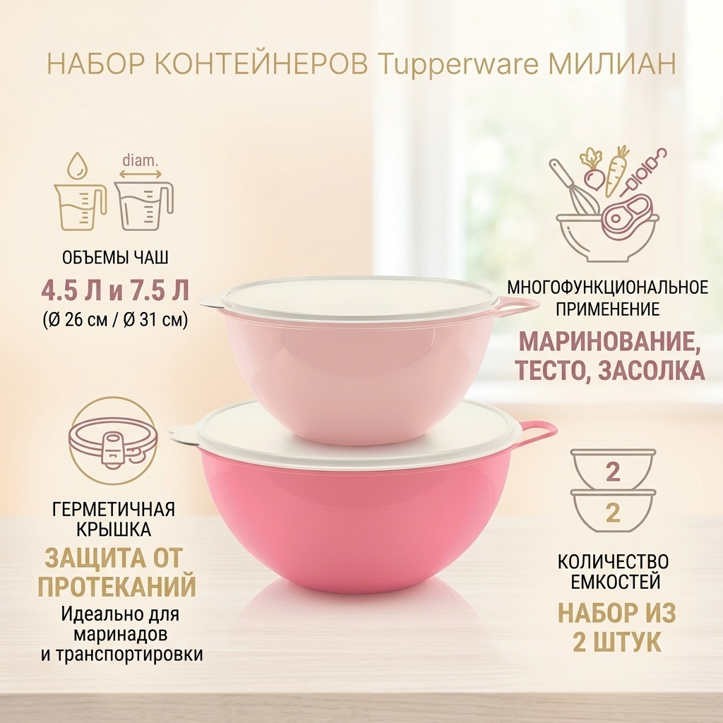 Tupperware набор контейнеров Милиан 537031 2 шт, пластик