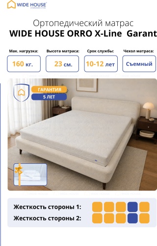 Матрас WIDE HOUSE ORRO X-Line Garant, Sleep Set, 80x200x23 см