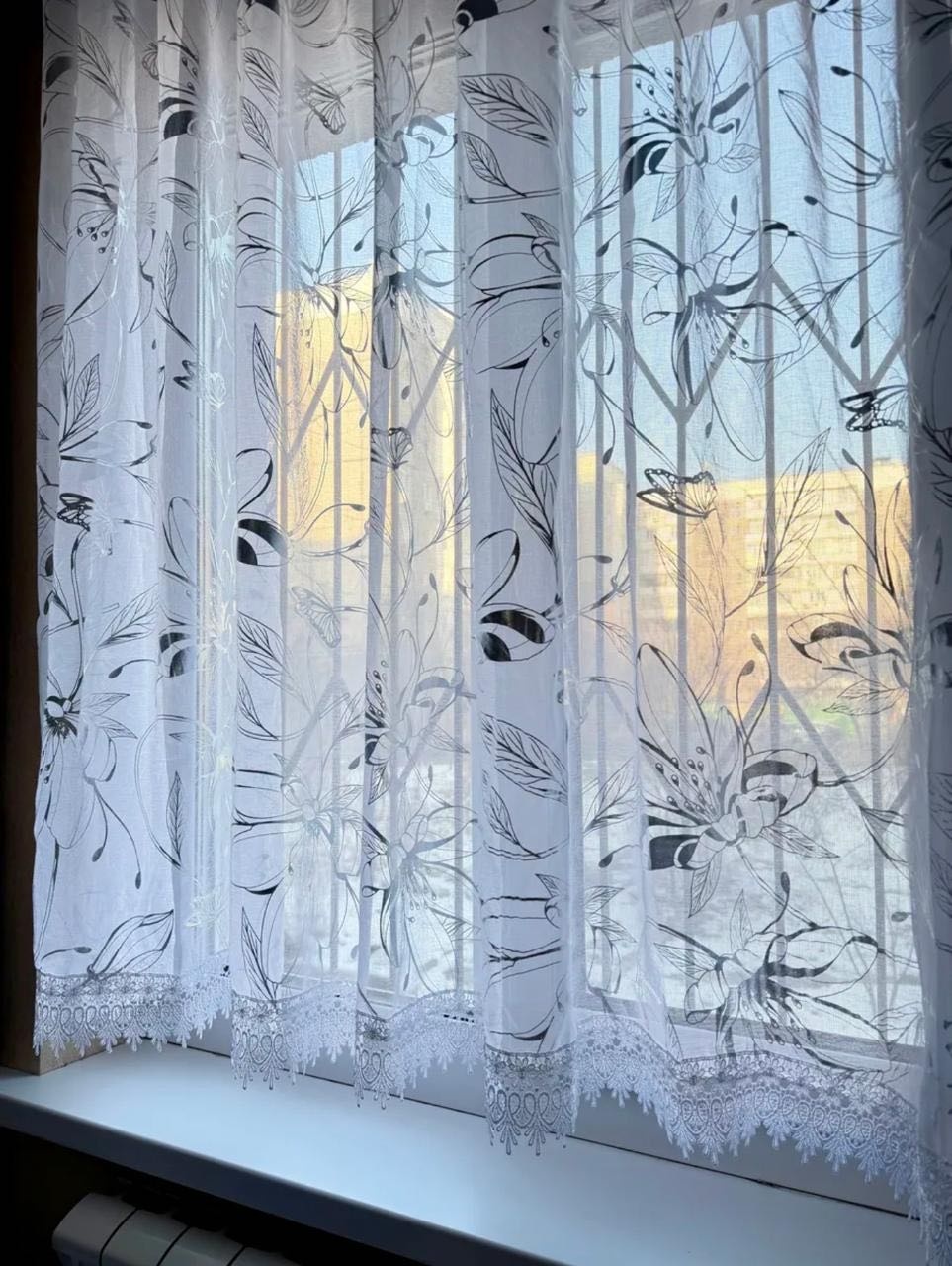 Занавеска Guldana 280x160 см 1 шт, искусственный лен, белый, серебристый