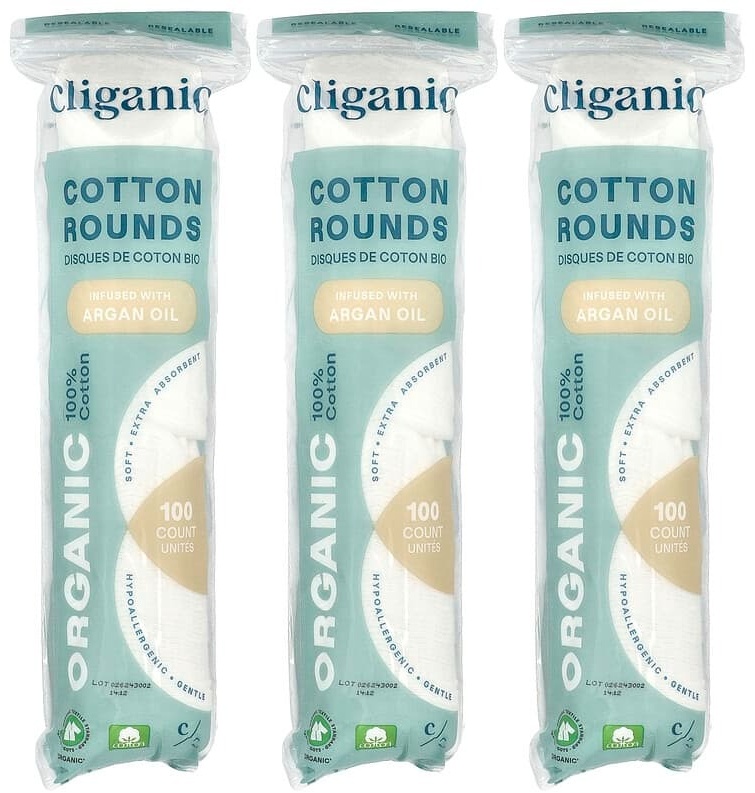Cliganic ватные диски Argan Oil 3 уп по 100 шт