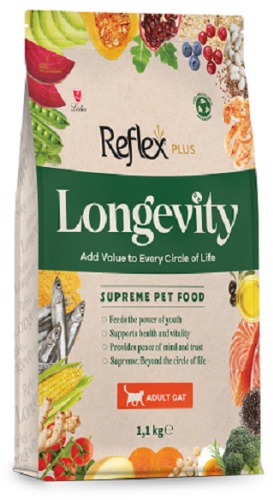 Reflex Plus Longevity для взрослых курица, лосось, анчоусы 1.1 кг