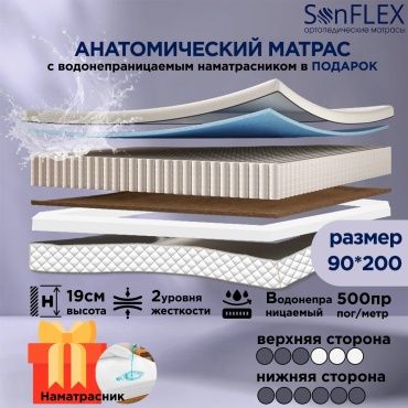 Матрас SonFlex Ортопед-1Н, 90x200x19 см