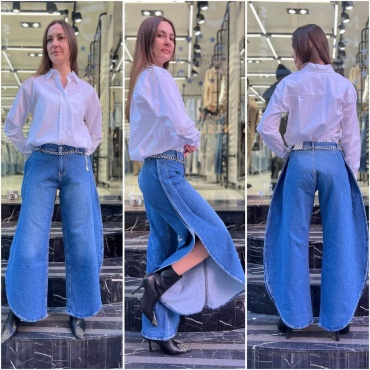 Джинсы бананы EuroFashion Jeans синий