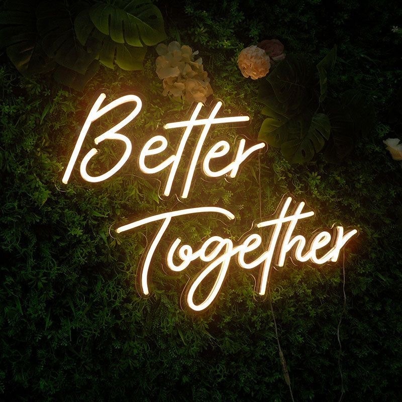 Неоновая вывеска настенный BETTER TOGETHER, теплый белый