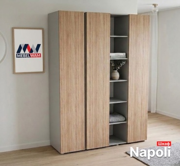 Распашной шкаф MEBELWAM Napoli, 167.5x250х45 см, темно-серый, светло-коричневый