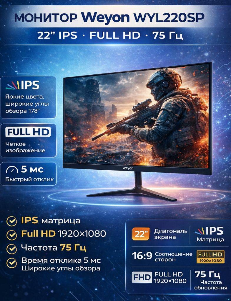Монитор 22" WEYON WYL220SP черный