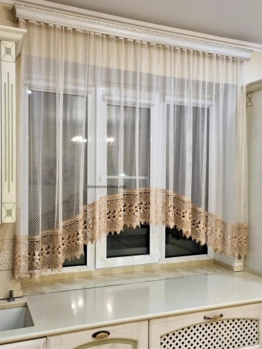 Тюль 400x165 см 1 шт, полиэстер, песочный