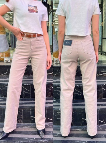 Джинсы прямые EuroFashion Jeans бежевый