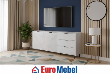 ТВ-тумба напольная Euromebel Руна, 00074922, 149.4x87.7x40 см, светло серый