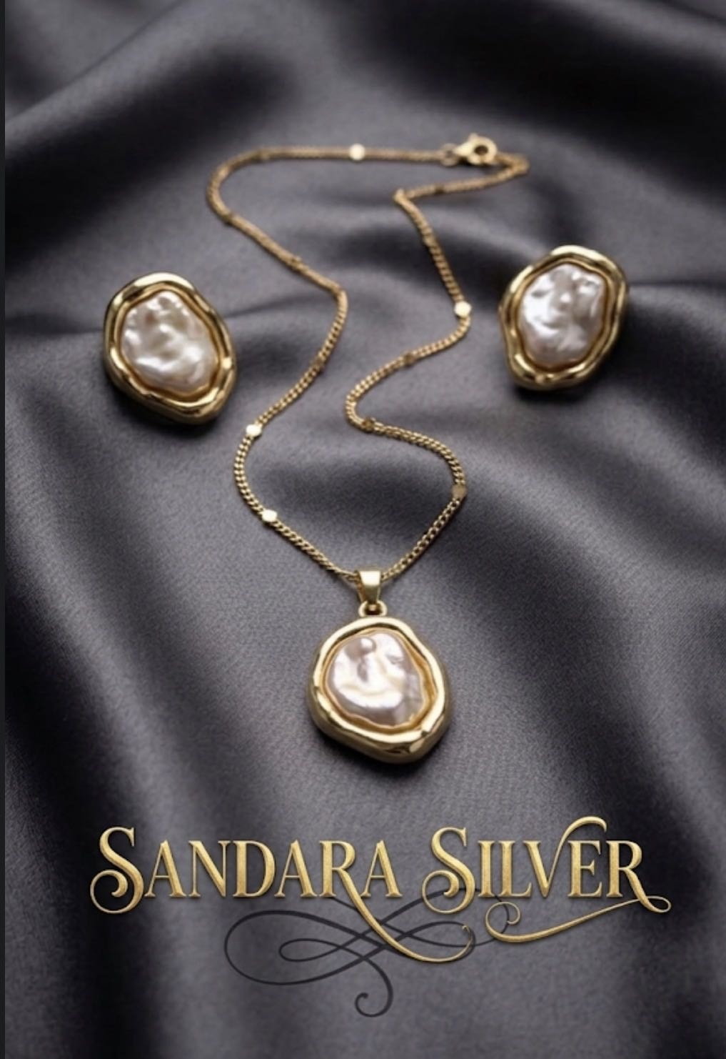 украшений SANDARA silver Барочный жемчуг , вес 9.5, родий, культивированный жемчуг