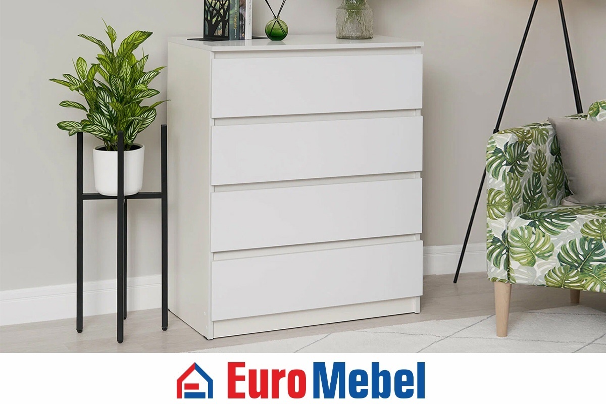 Комод Euromebel Денвер, 80.10x39x97.8 см, белый
