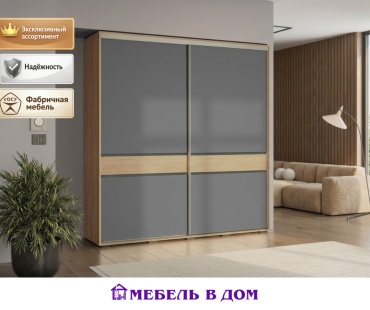 Шкаф-купе Мебель в Дом Крафт-10, 196.2x217.6х59.1 см, графит, светло-коричневый